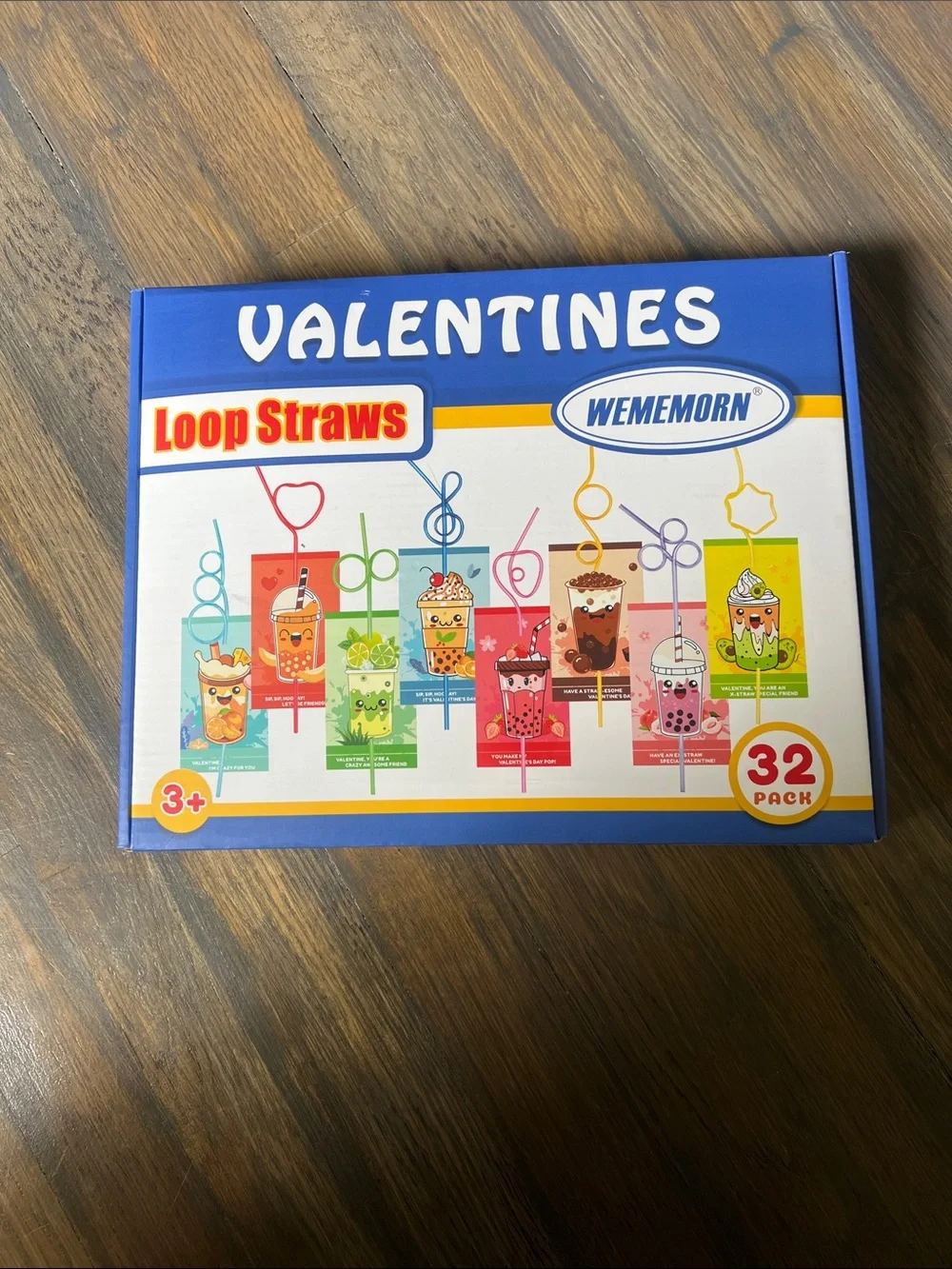 Wememorn Valentines Loop Straws - Blue Box (32 Pack)